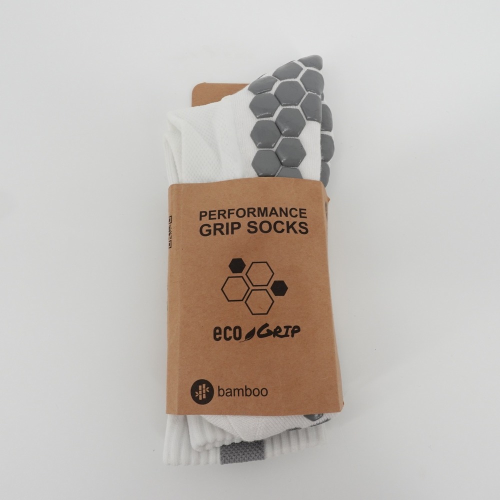 Legend Eco-Grip Train Bamboo Performance Grip Socks White Men 10-12.5 NEW